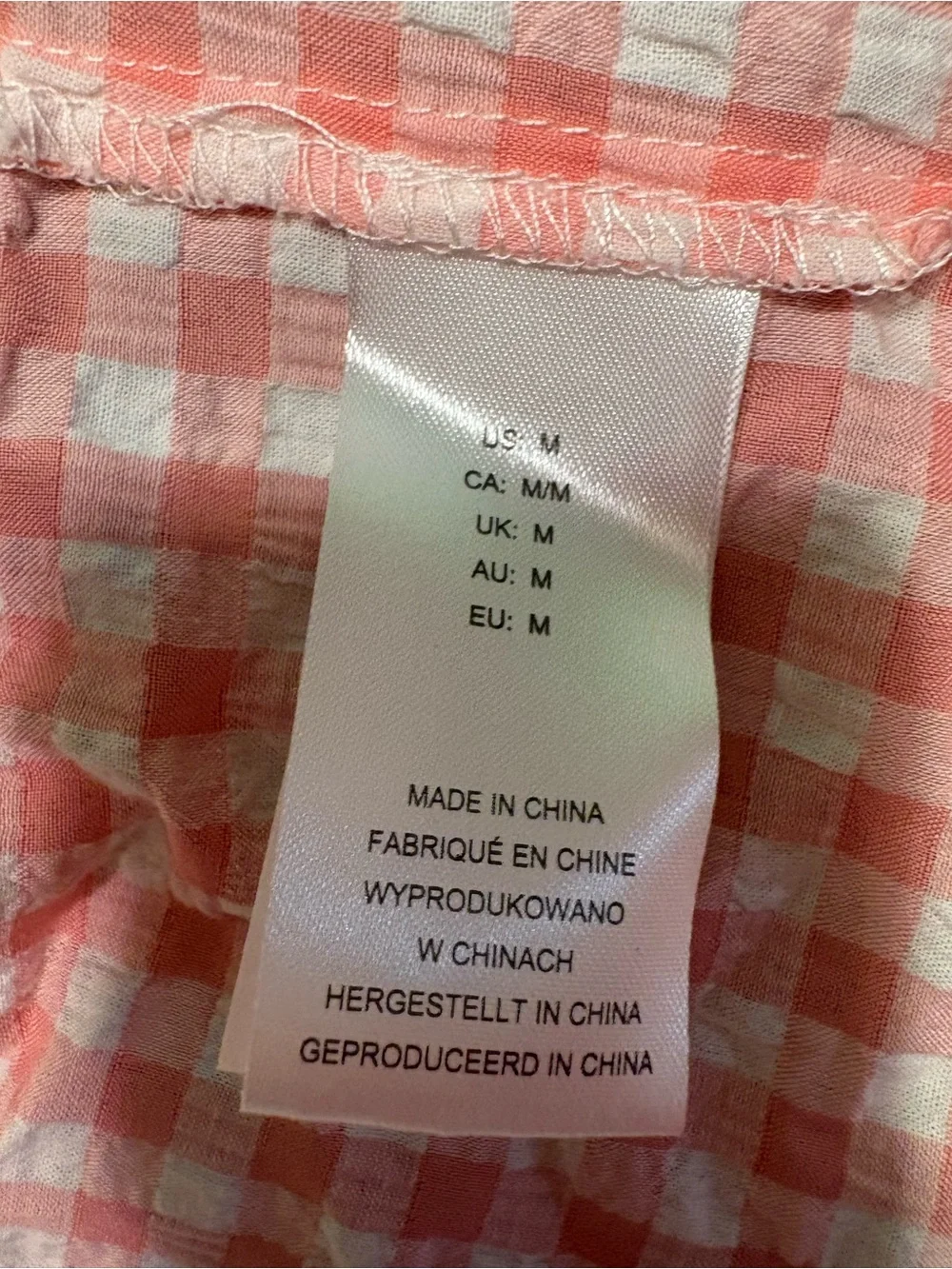 Nautica Coral Pink and White Gingham Dog Dress with Buttons